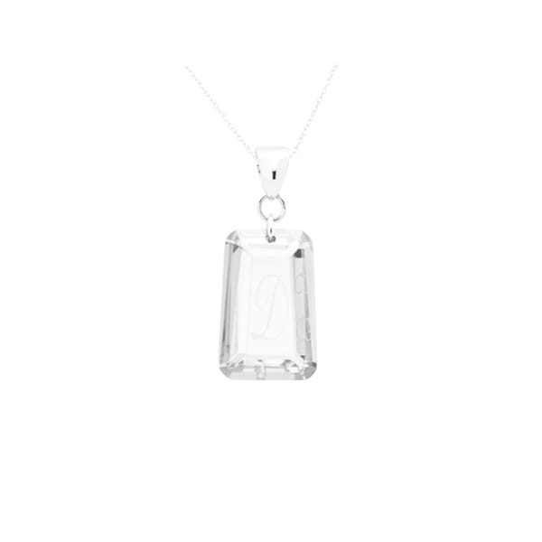 .925 Sterling Silver Clear Cubic Zirconia April Birthstone Initial Pendant Necklace