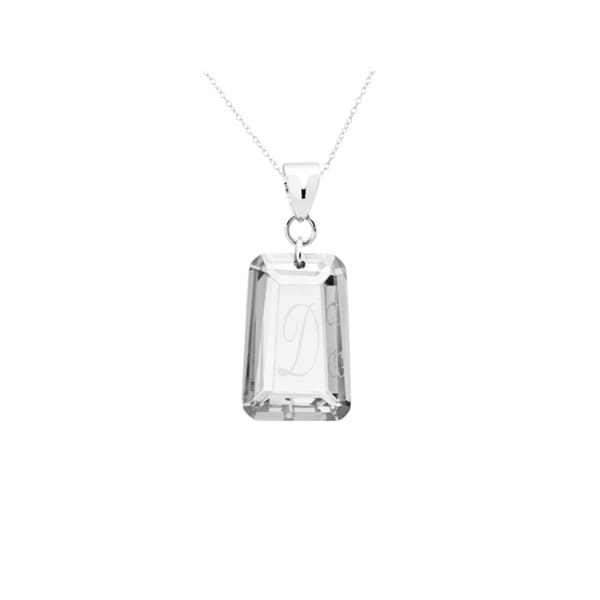 .925 Sterling Silver Clear Cubic Zirconia April Birthstone Initial Pendant Necklace