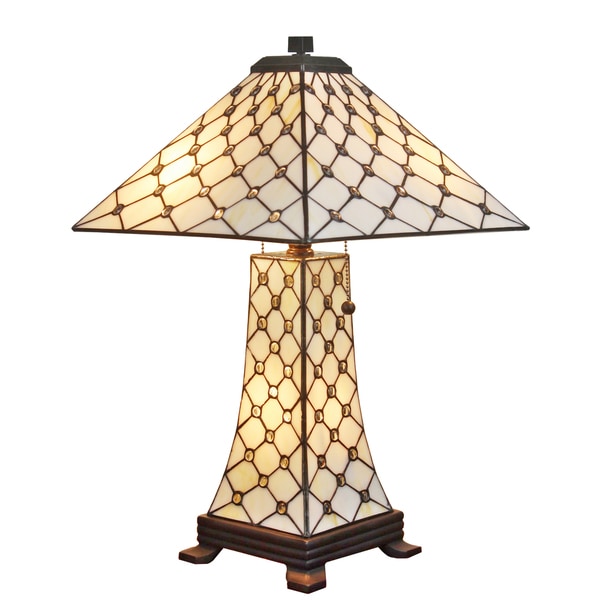 Amora Lighting Tiffany Style Jeweled Mission 3 light Table Lamp