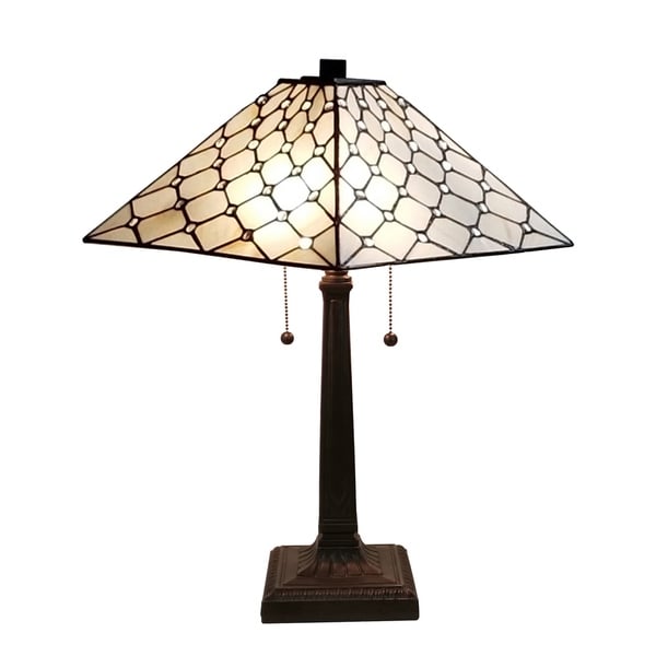 Amora Lighting Tiffany Style Jeweled Mission 3-light Table Lamp
