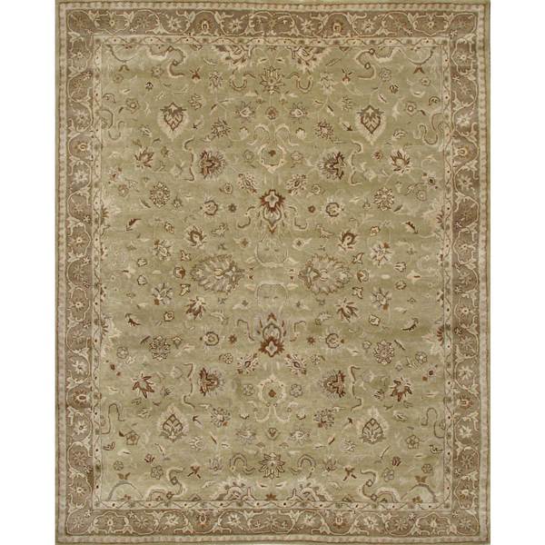 Shop Handmade Persianstyle Mashad Green and Brown Wool Rug (8' x 10
