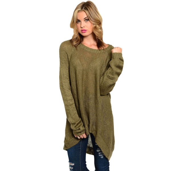 Shop Feellib Women's Olive Green Oversized Sweater - Overstock - 9329913