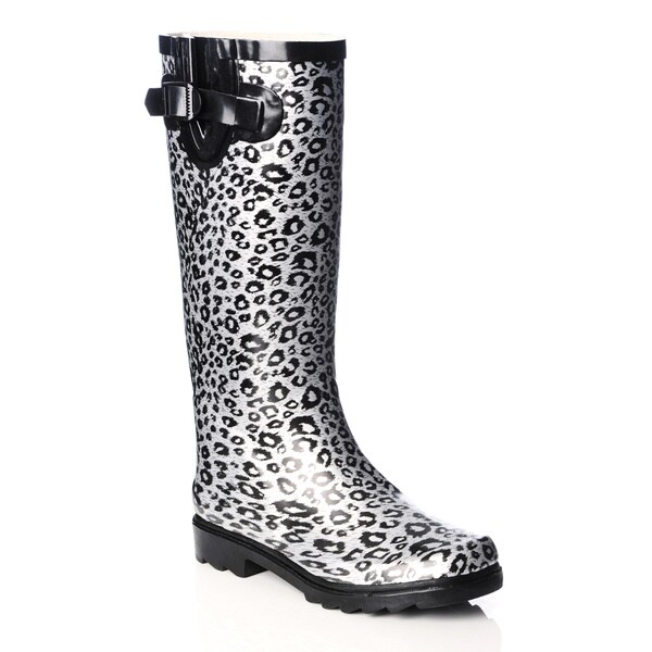 Shop Henry Ferrera Women's Metallic Leopard Print Rubber Rain Boots ...