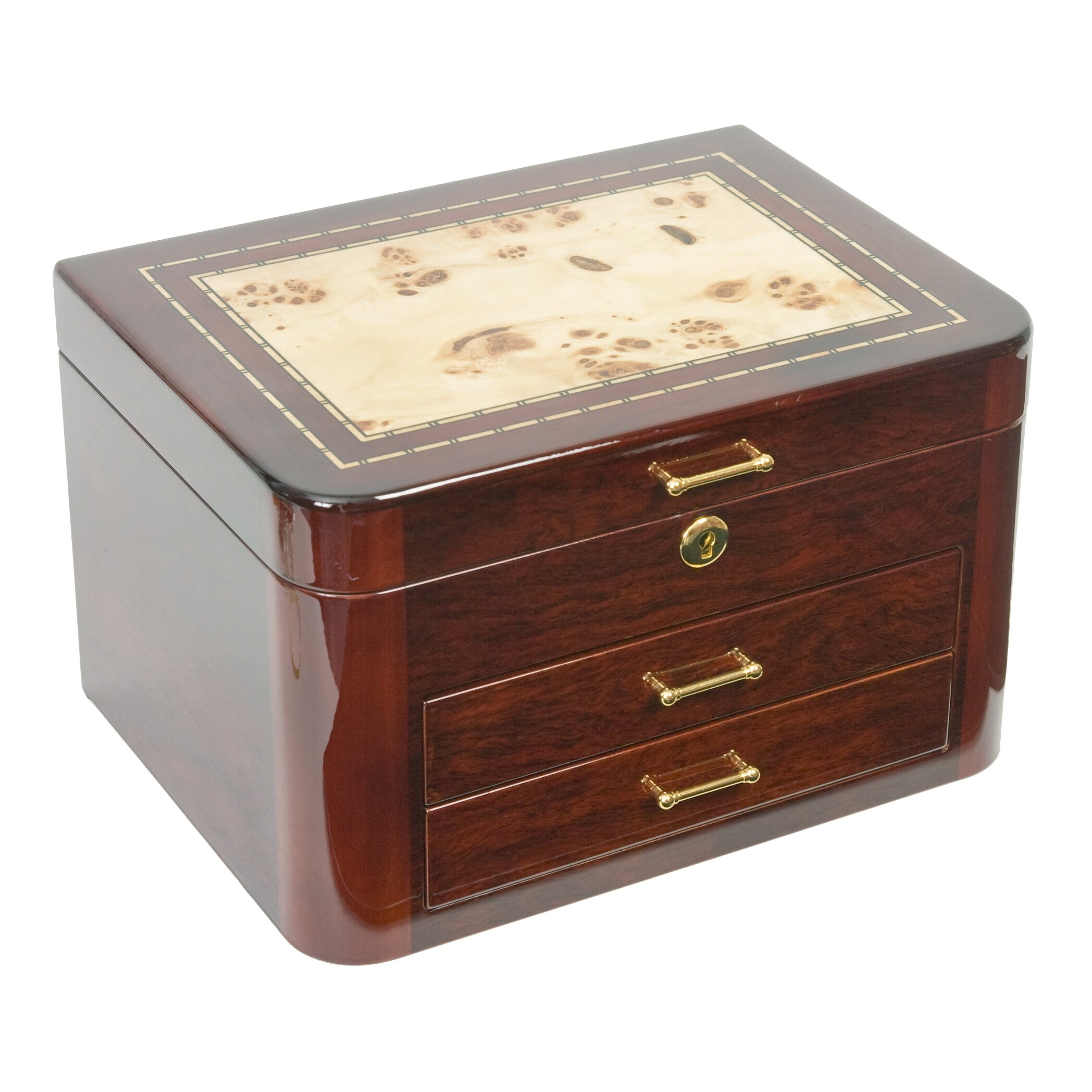 Shop Bubinga Burgundy Mapa Inlay Jewelry Box Free Shipping Today
