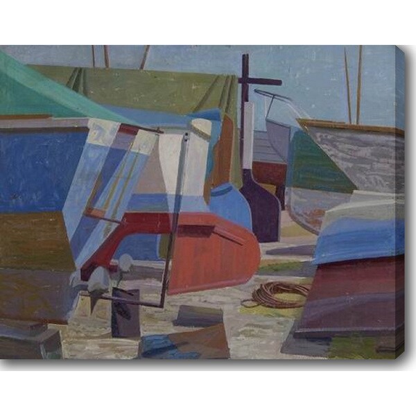 Boats' Oil on Canvas Art - Multi
