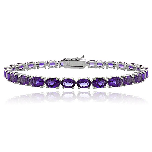 Glitzy Rocks Sterling Silver 12 1/2ct TGW Amethyst Tennis Bracelet. Opens flyout.