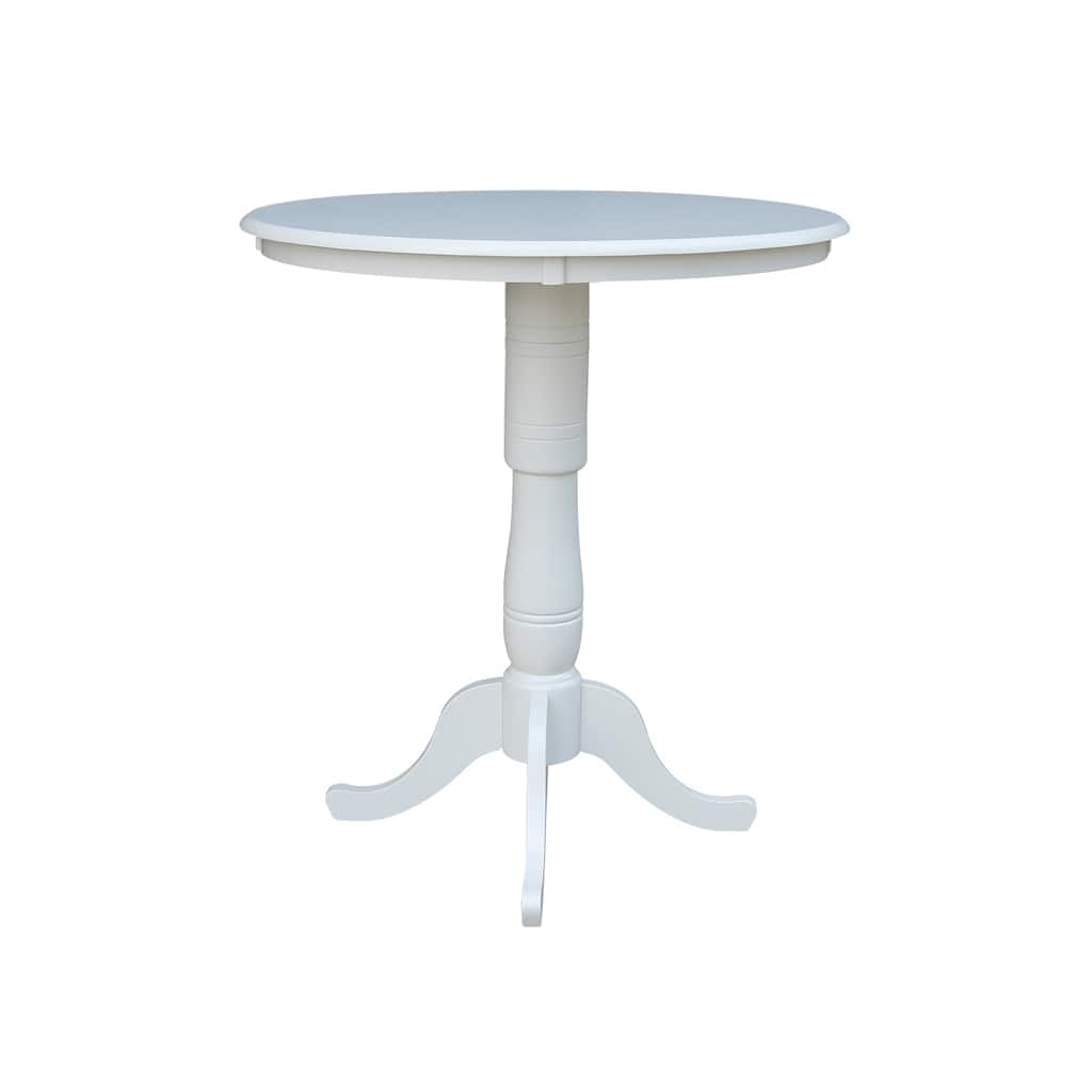 International Concepts Linen White 36-inch Round Pedestal Table with 6-inch Extensions