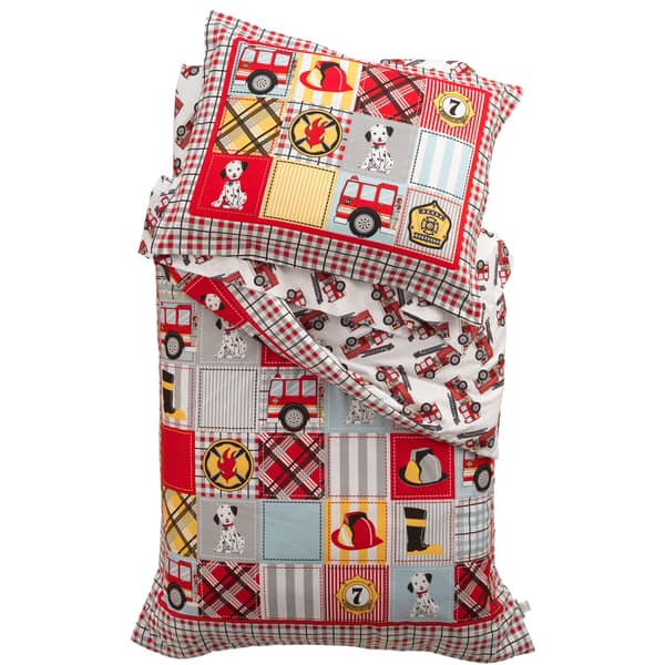 Boy S Fire Truck Theme 4 Piece Standard Crib Bedding Set Overstock 9330754