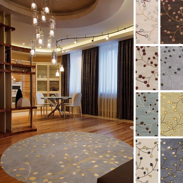 Hand-tufted Sakura Branch Floral Wool Area Rug