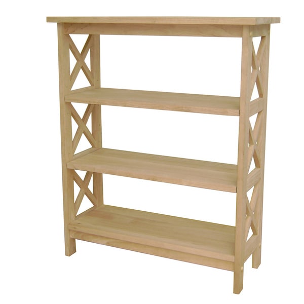 Unfinished Parawood Three-tier X-sided Shelf Unit - Free 