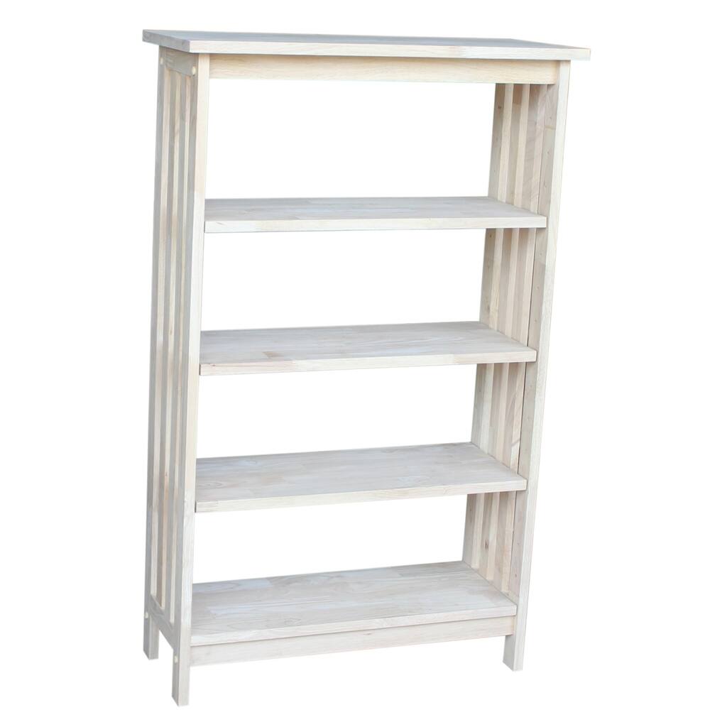 Unfinished Parawood Four-tier Mission Style Shelf Unit
