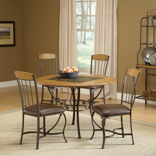 Lakeview Medium Oak 5 Piece Round Dining Set With Wood Chairs