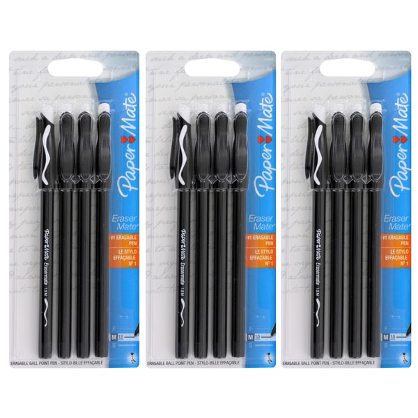 Shop Paper Mate Eraser Mate Black Medium Point Ballpoint Pens (Pack of