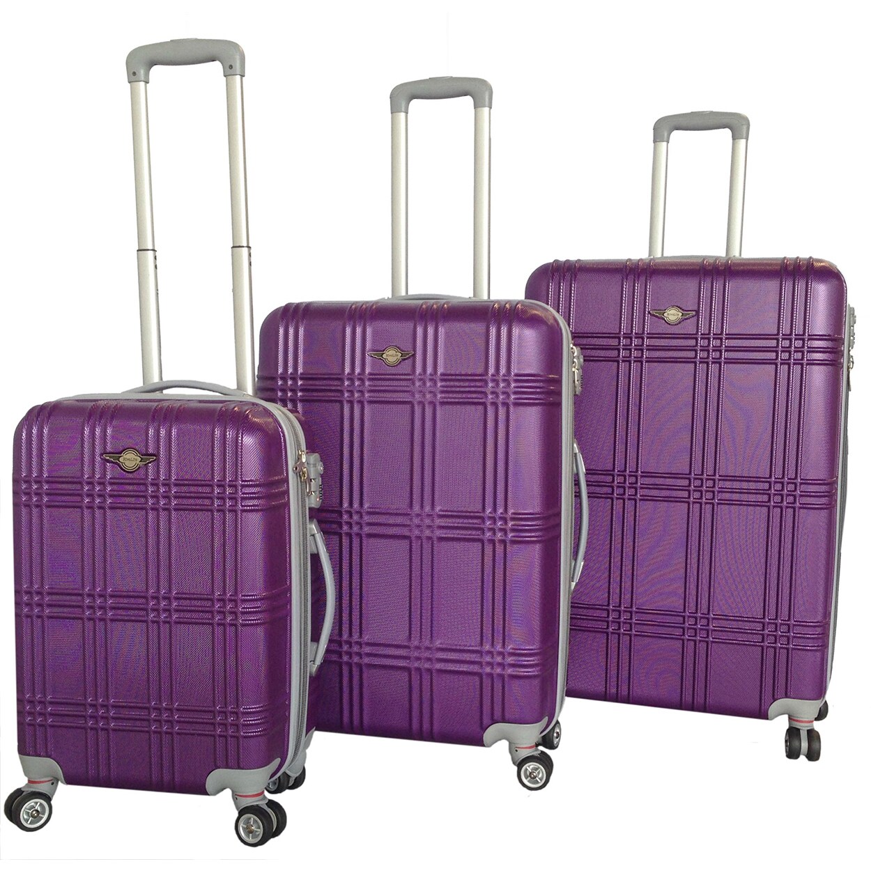 purple hard luggage set