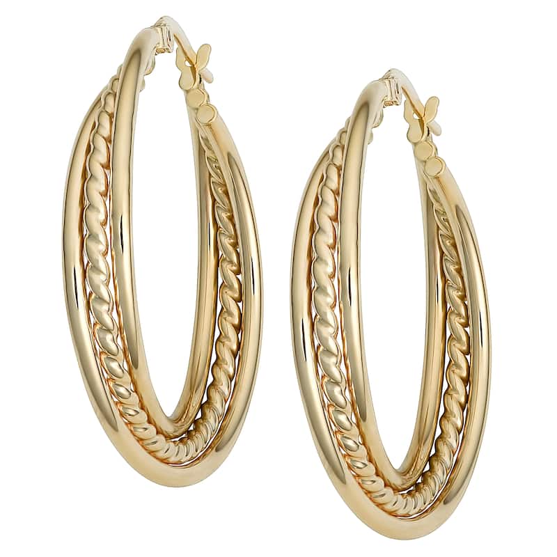 Fremada 10k Yellow Gold Overlapping Round Hoop Earrings
