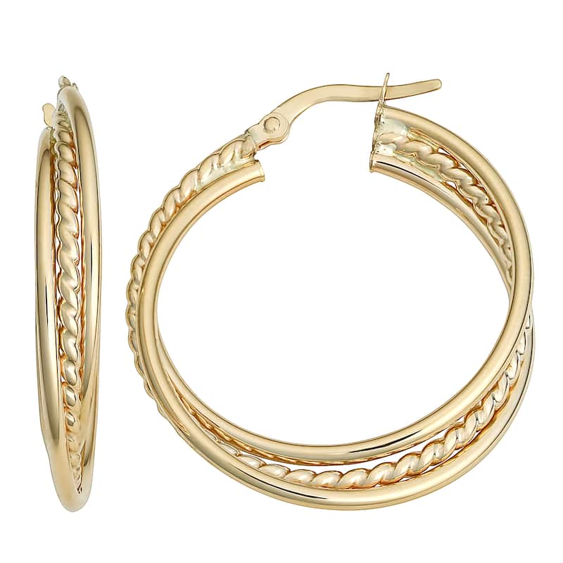 Fremada 10k Yellow Gold Overlapping Round Hoop Earrings