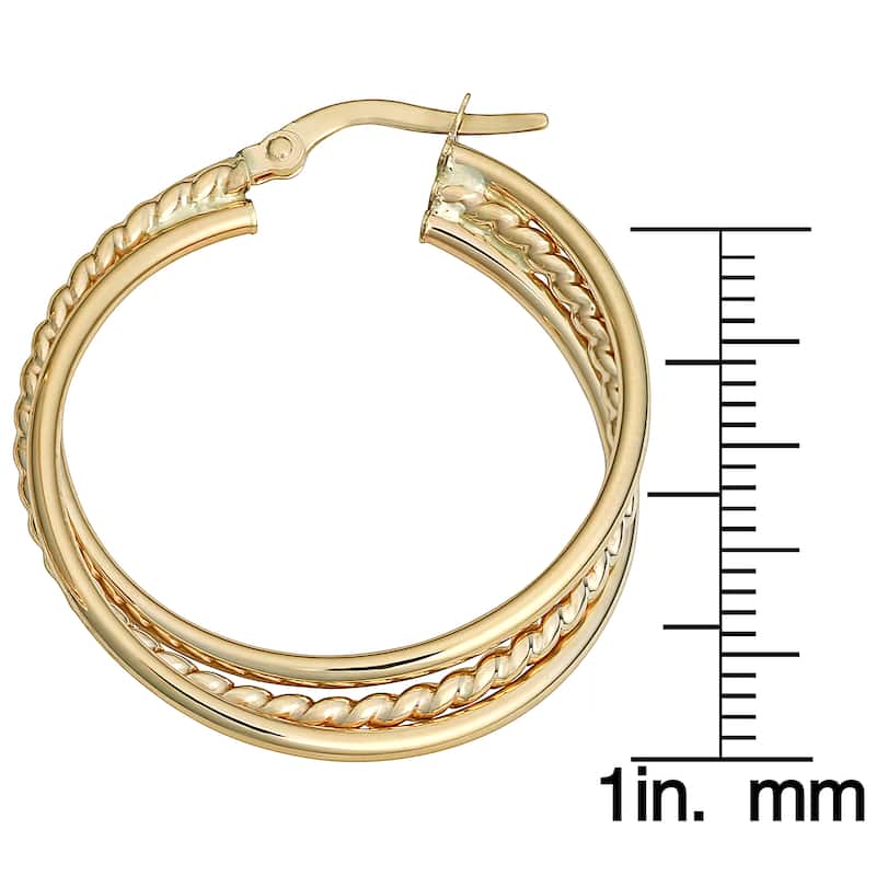 Fremada 10k Yellow Gold Overlapping Round Hoop Earrings