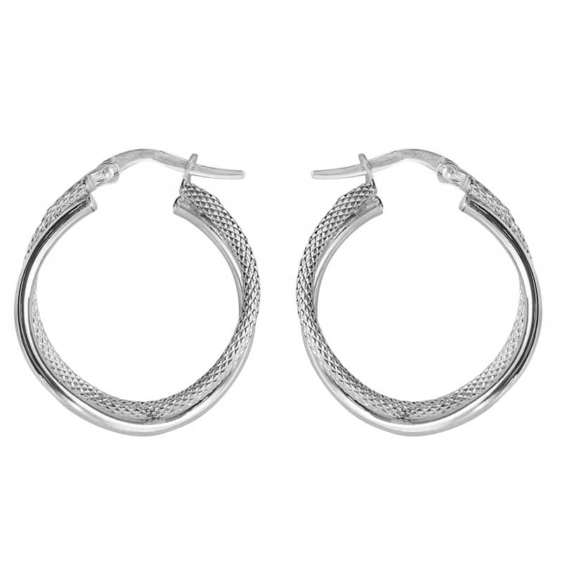 Fremada 10k White Gold Double Hoop Earrings