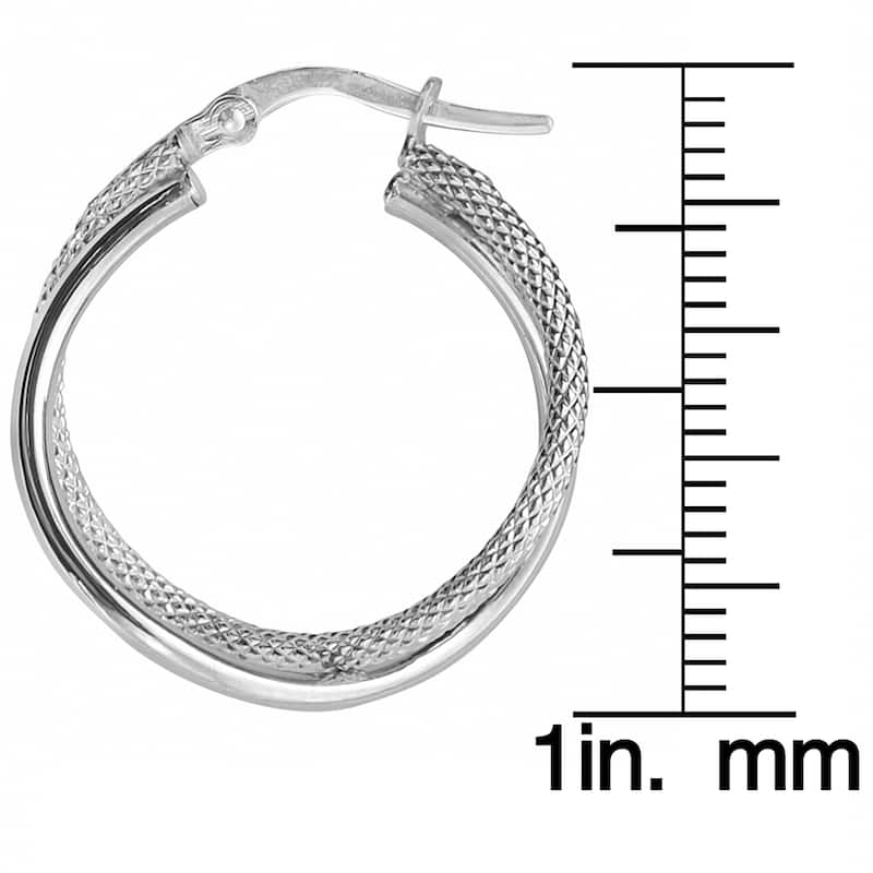 Fremada 10k White Gold Double Hoop Earrings
