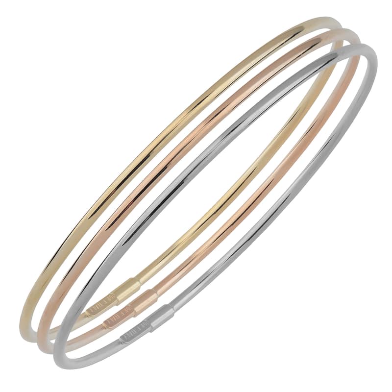 Fremada 10k Gold 2mm High Polish Slip-on Bangle - Yellow/White