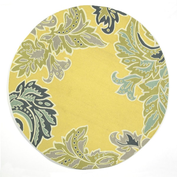 Liora Manne Decorative Border Yellow Outdoor Rug (8' Round) - 8'