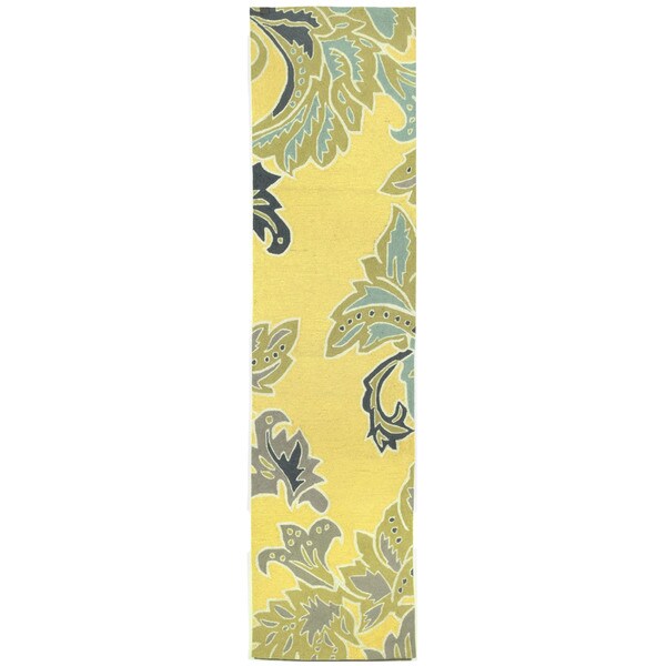 Shop Decorative Border Yellow Outdoor Rug (2'X8') - On Sale - Free ...