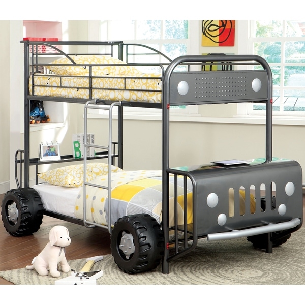 Furniture of America Beln Modern Twin/Twin Metal Suv-Inspired Bunk Bed