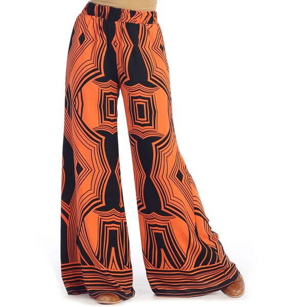 Shop Hadari Women's Contemporary Orange Tribal Palazzo Pants - Free ...
