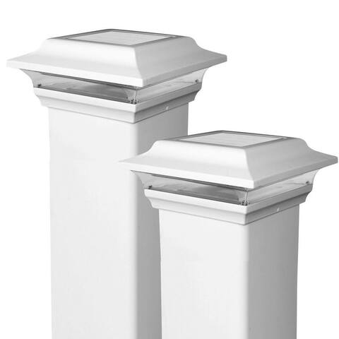 Classy Caps 5x5 White Aluminum Imperial Solar Post Cap (Set of 2)