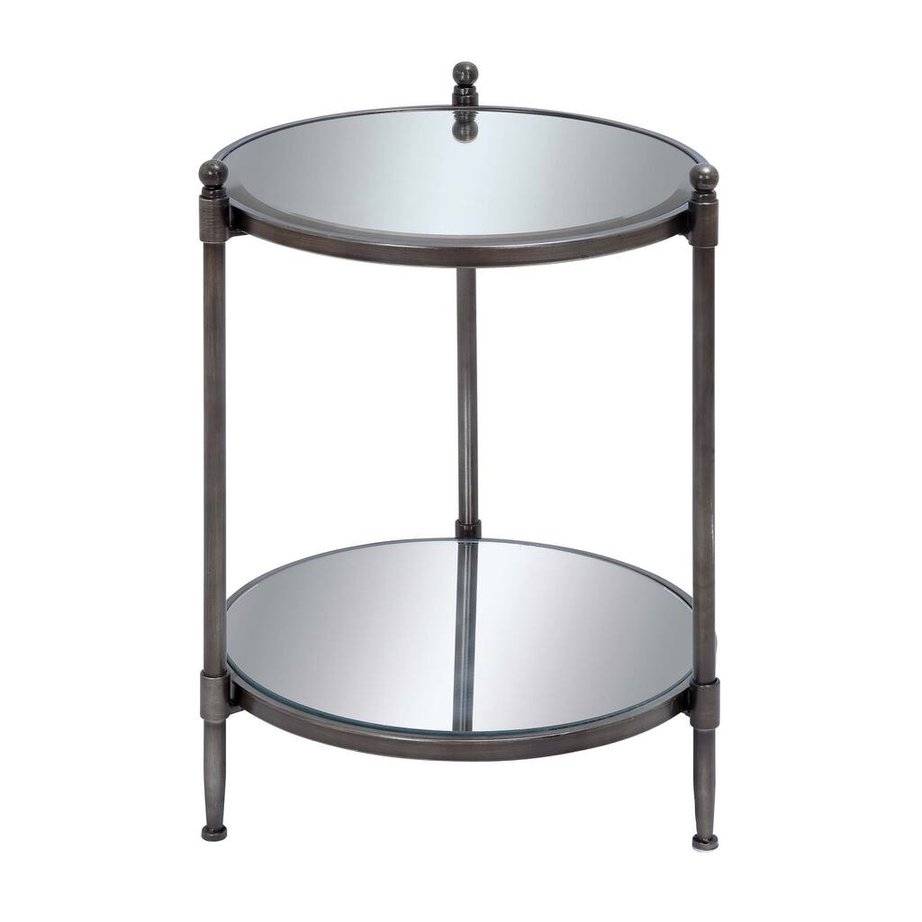 Bourges 24-inch Round Mirrored Metal Accent Table - 24"