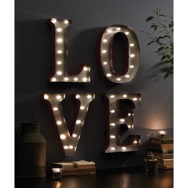 Shop LOVE (13.5") Decorative LED Marquee Sign - Overstock - 9332555