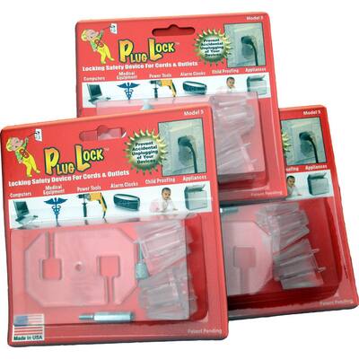 Plug Lock Outlet Plug Safety Locks (Pack of 3)