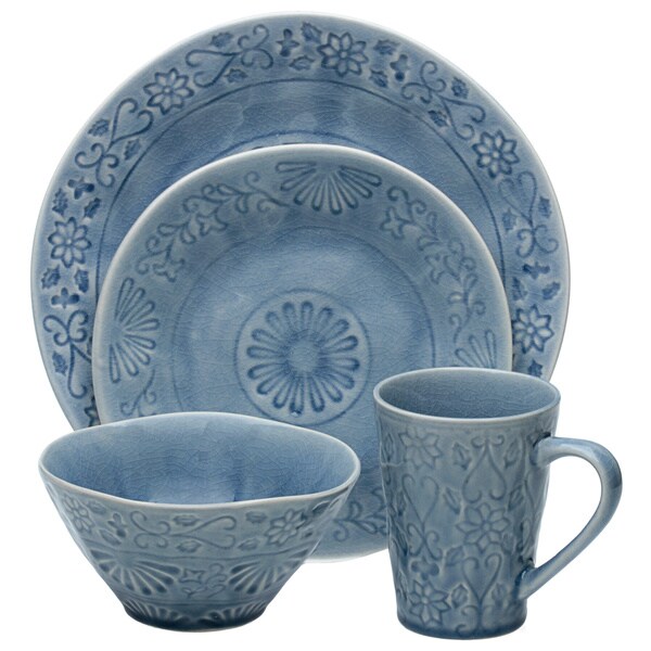 Merkado 16piece Blue Dinnerware Set Overstock 9332649