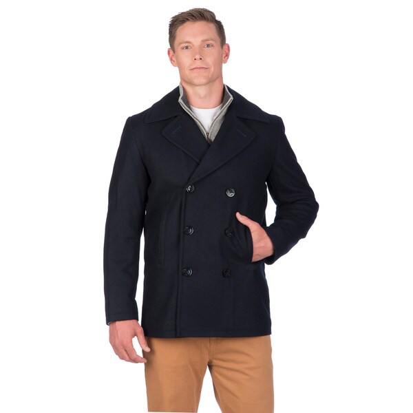 Nautica Wool Blend Peacoat Nordstrom Rack Mens Sweatshirts Fleece T Shirts Nautica Zip Pocket Melton Peacoat Navy