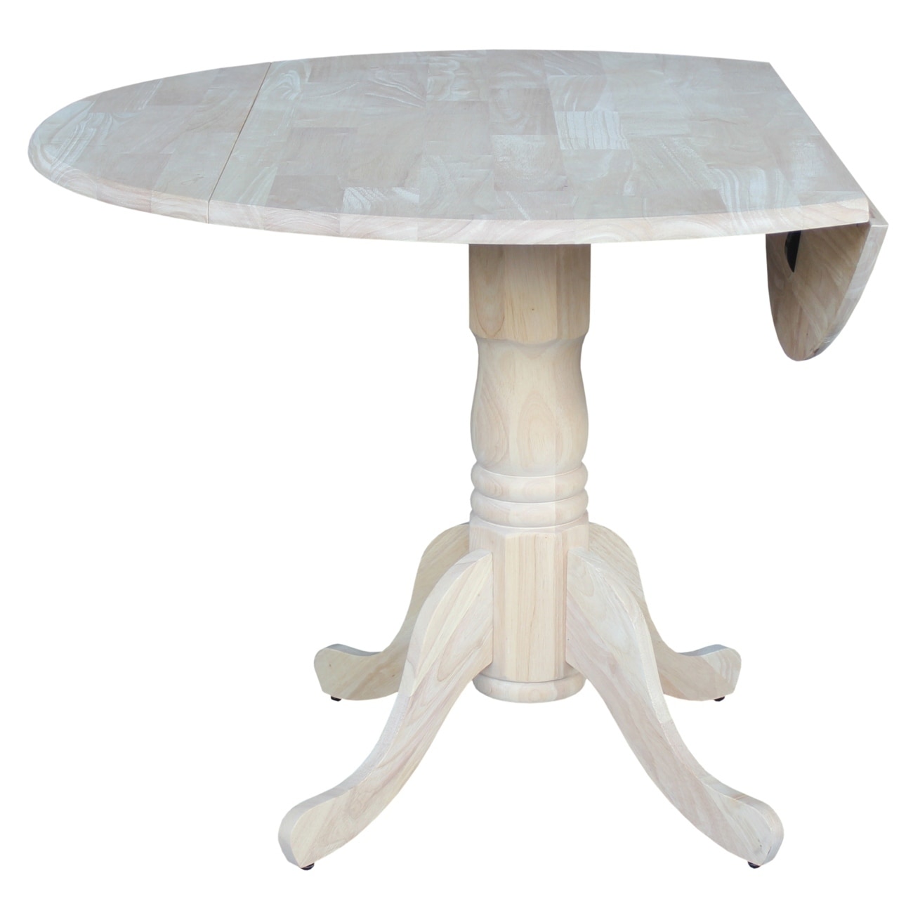 International Concepts Unfinished 42 Inch Round Dual Drop Leaf Dining Table