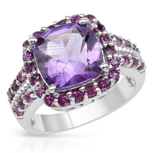 Shop Sterling Silver 4.63ct TCW Amethyst and Rhodolite Garnet Ring ...