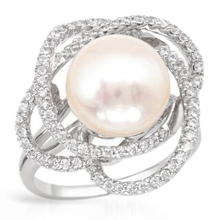 pearl sterling ring silver 11mm freshwater cz pricing options