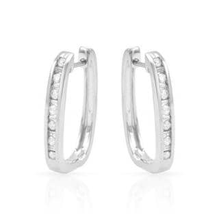 Hoops Earrings with Diamonds 14K White Gold