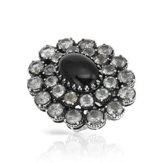 Yours by Loren Cocktail Ring with 14.82ct TW Onyx and Topazes Crafted