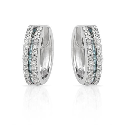 Hoops Earrings with Diamonds .925 Sterling Silver   Shopping