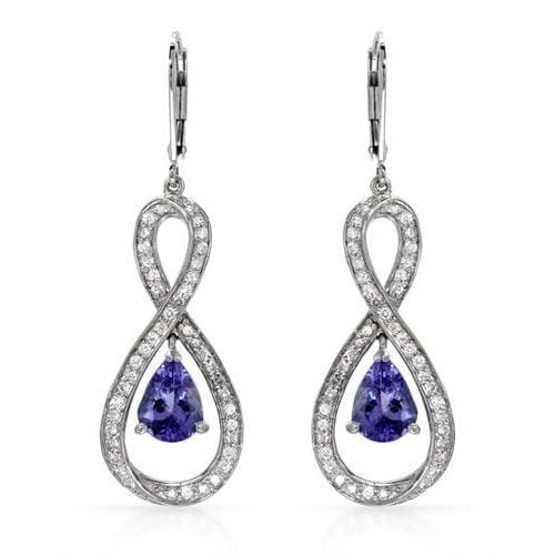 Celine F 14K White Gold 7/8ct TDW Diamonds and Tanzanites Earrings