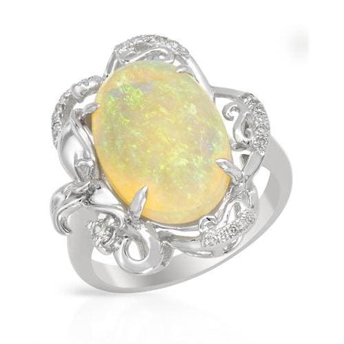 Cocktail Ring with 6.47ct TW Diamonds and Opal Crafted in 14K Rose