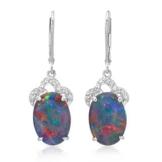 Celine F Earrings with 7.06ct TW Diamonds and Opal triplets in 14K