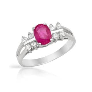 Celine F Ring with 1.1ct TW Diamonds and Ruby White Gold  