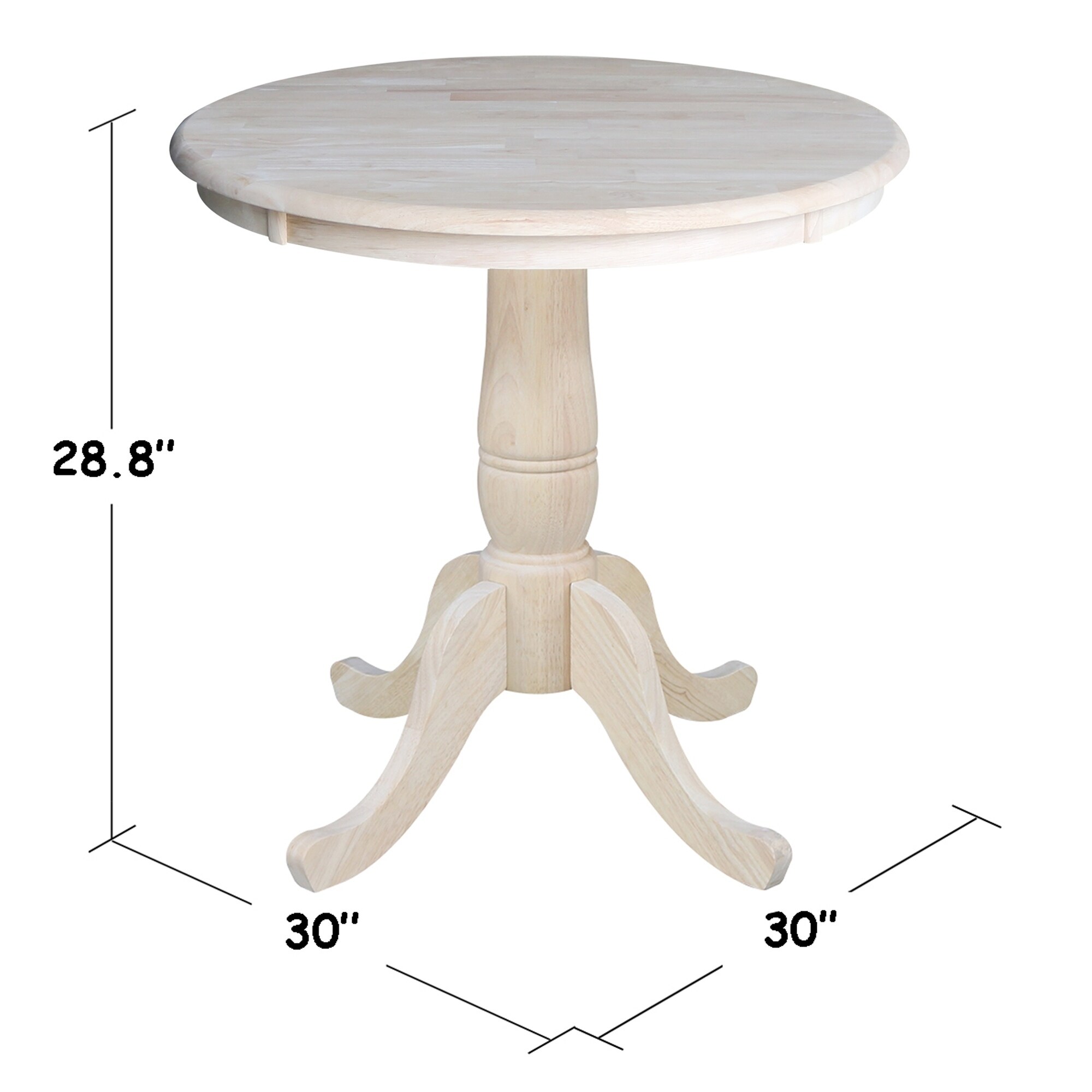 International Concepts Unfinished 30 Inch Round Pedestal Table
