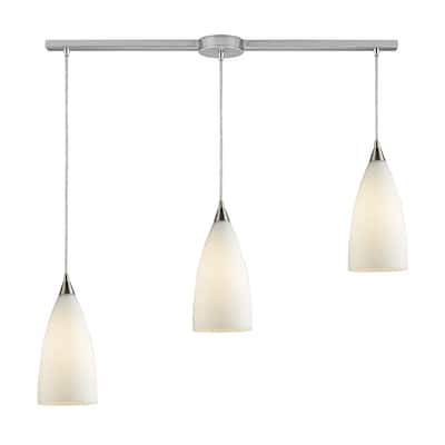 Elk Home Vesta Satin Nickel With White Glass 3 Light Pendant