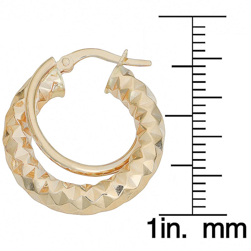 Fremada 10k Gold Diamond-cut Double Round Hoop Earrings (yellow or white)