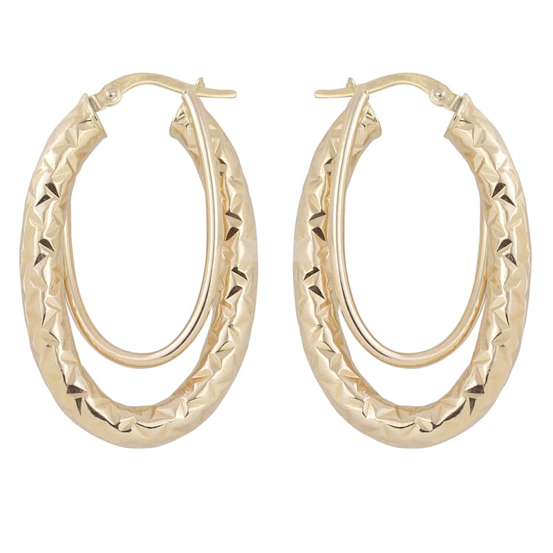 Fremada 10k Yellow Gold Diamond-cut Polished Double Oval Hoop Earrings