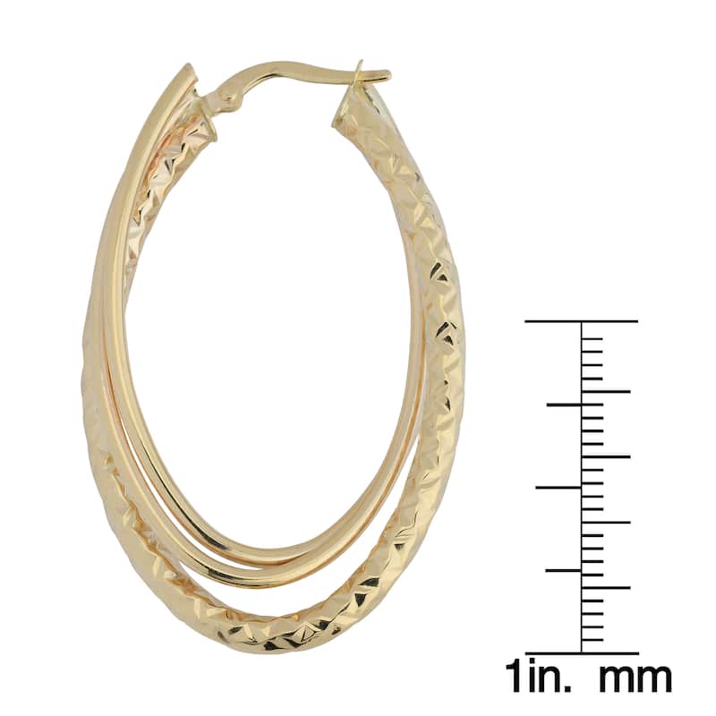 Fremada 10k Yellow Gold Diamond-cut Triple Oval Hoop Earrings