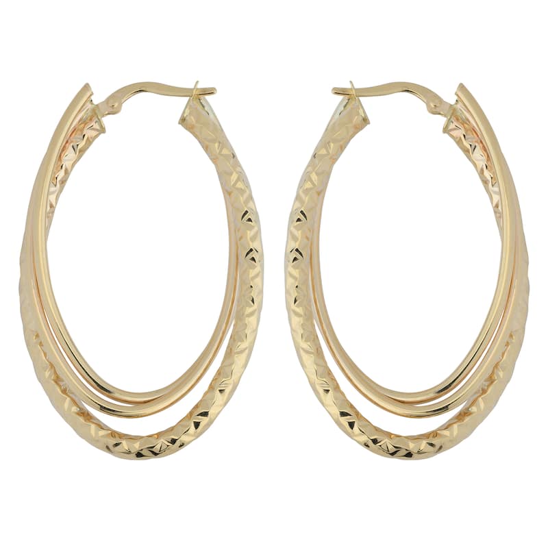 Fremada 10k Yellow Gold Diamond-cut Triple Oval Hoop Earrings